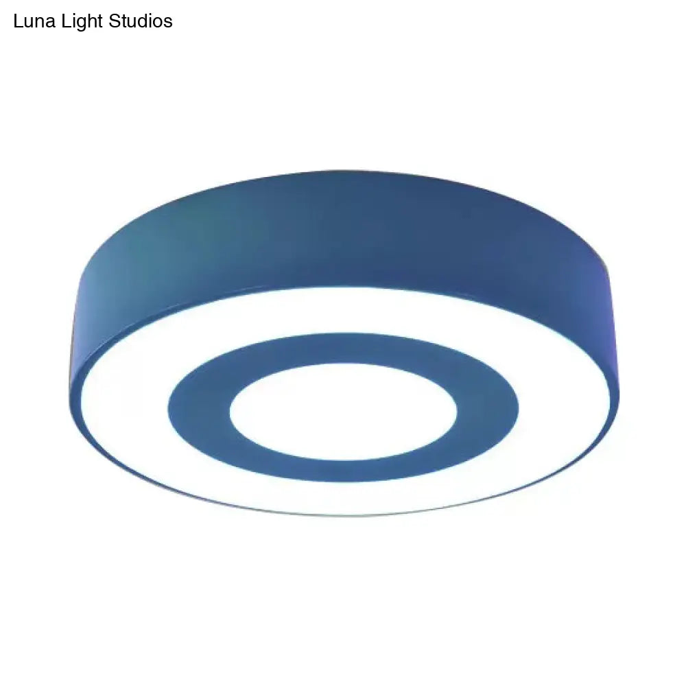 Bright-Colored Acrylic Flush Mount Ceiling Light For Kindergarten With Kids Concentric Circle Design