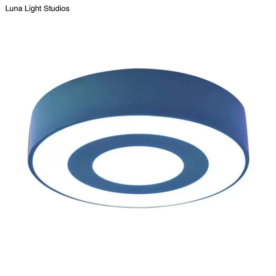 Bright-Colored Acrylic Flush Mount Ceiling Light For Kindergarten With Kids Concentric Circle Design