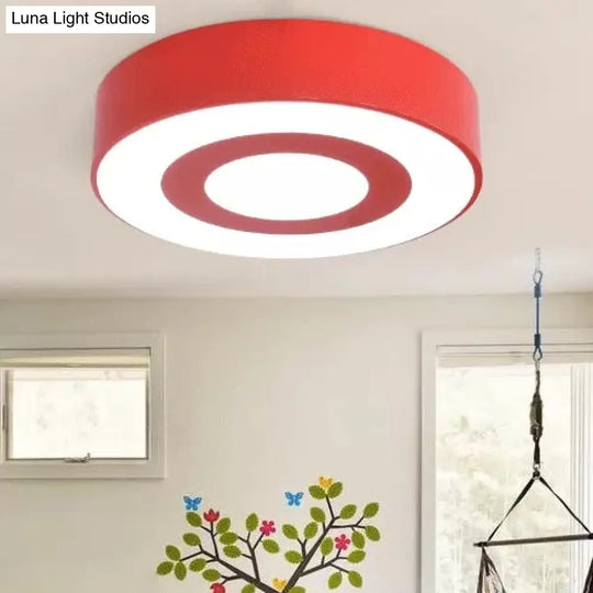 Bright-Colored Acrylic Flush Mount Ceiling Light For Kindergarten With Kids’ Concentric Circle