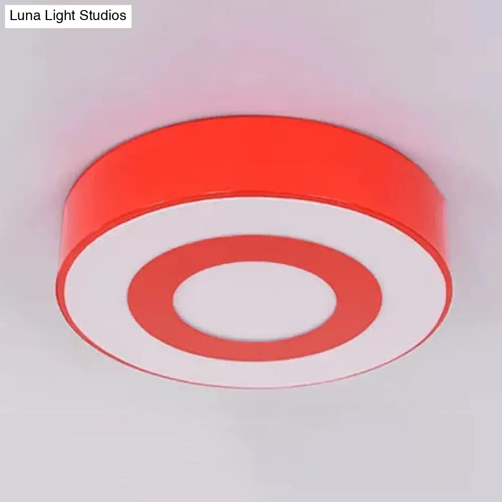 Bright-Colored Acrylic Flush Mount Ceiling Light For Kindergarten With Kids Concentric Circle Design