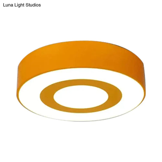 Bright-Colored Acrylic Flush Mount Ceiling Light For Kindergarten With Kids Concentric Circle Design