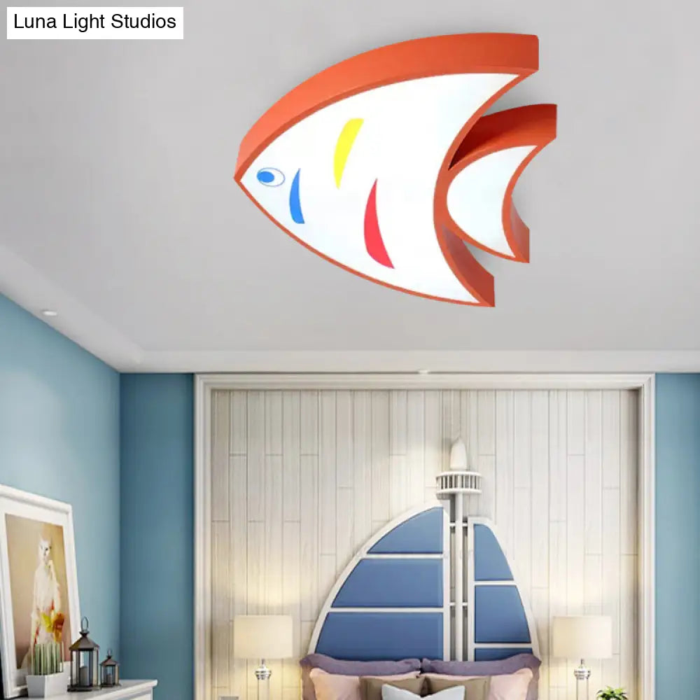 Bright Fish Pendant Light: Vibrant Acrylic Hanging For Kindergarten Hallway Red / 17 White