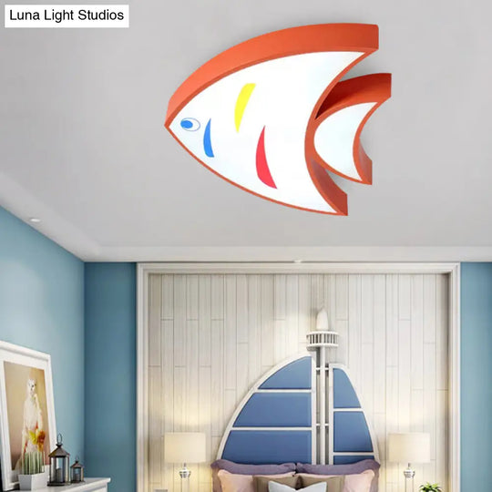 Bright Fish Pendant Light: Vibrant Acrylic Hanging For Kindergarten Hallway Red / 17 White
