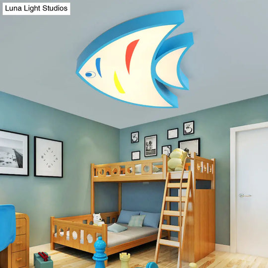 Bright Fish Pendant Light: Vibrant Acrylic Hanging For Kindergarten Hallway Blue / 17 Warm