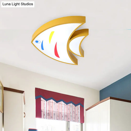 Bright Fish Pendant Light: Vibrant Acrylic Hanging For Kindergarten Hallway Yellow / 17 White
