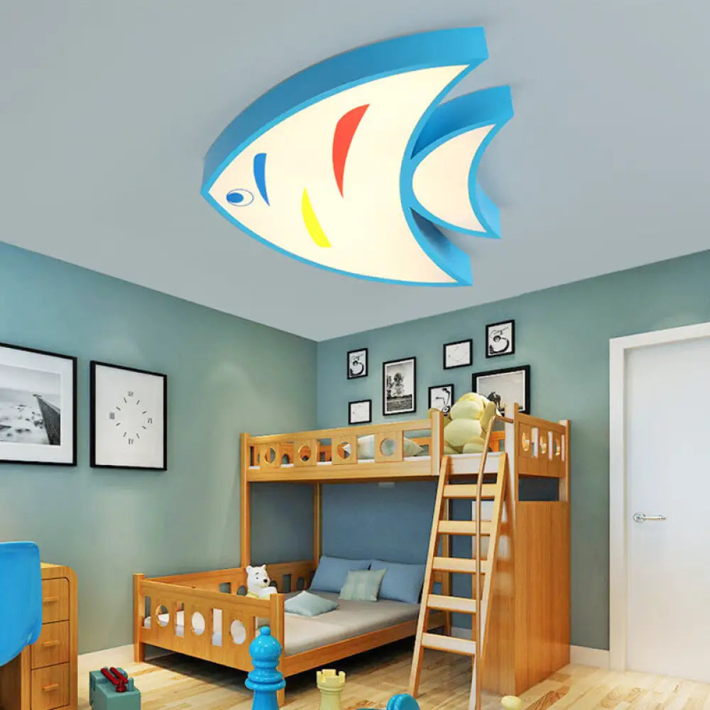 Bright Fish Pendant Light: Vibrant Acrylic Hanging For Kindergarten Hallway Blue / 17’ Warm