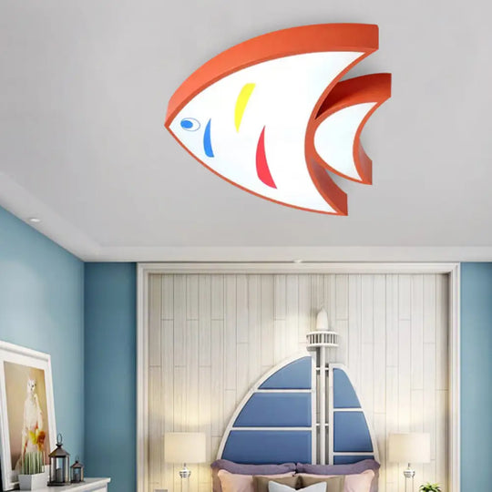 Bright Fish Pendant Light: Vibrant Acrylic Hanging For Kindergarten Hallway Red / 17’ White