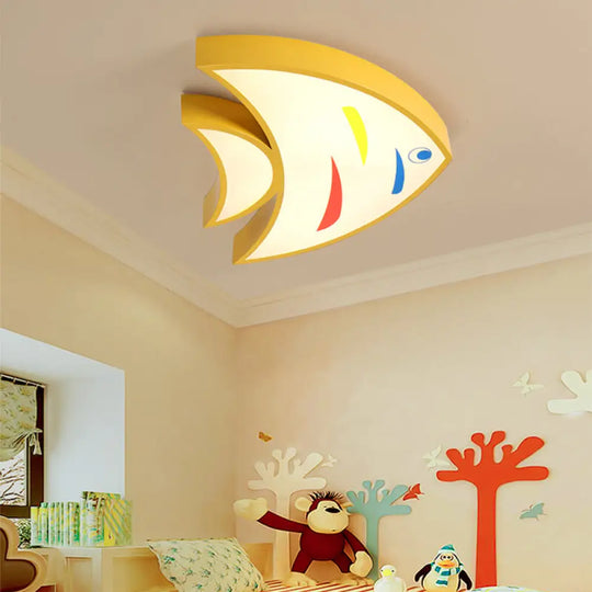 Bright Fish Pendant Light: Vibrant Acrylic Hanging For Kindergarten Hallway Yellow / 17’ Warm