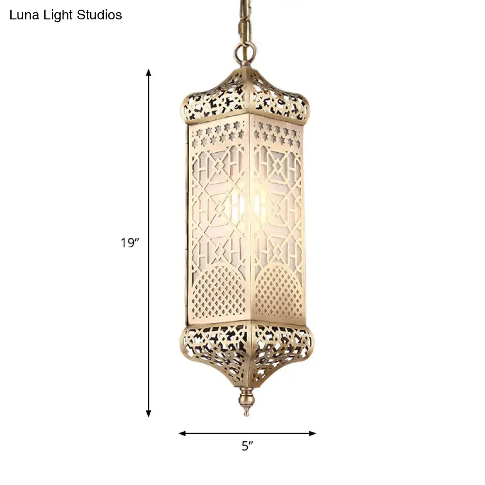 Bronze Art Deco Rectangular Pendant Light - Metal 1 Head Suspended Fixture