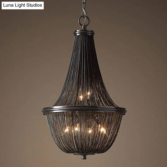 Modern Bronze Led Chandelier - Simplicity Basket Shade Aluminum & Ideal For Living Rooms