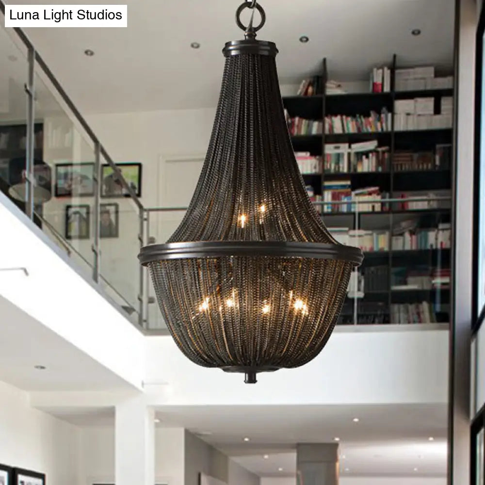 Bronze Basket Shade Chandelier Lamp: Simplicity Led Ceiling Light For Living Room