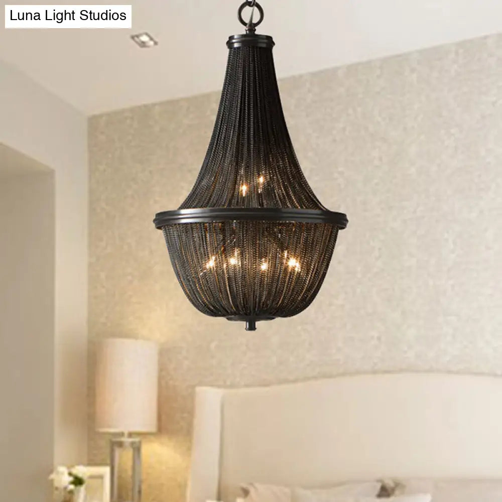 Bronze Basket Shade Chandelier Lamp: Simplicity Led Ceiling Light For Living Room