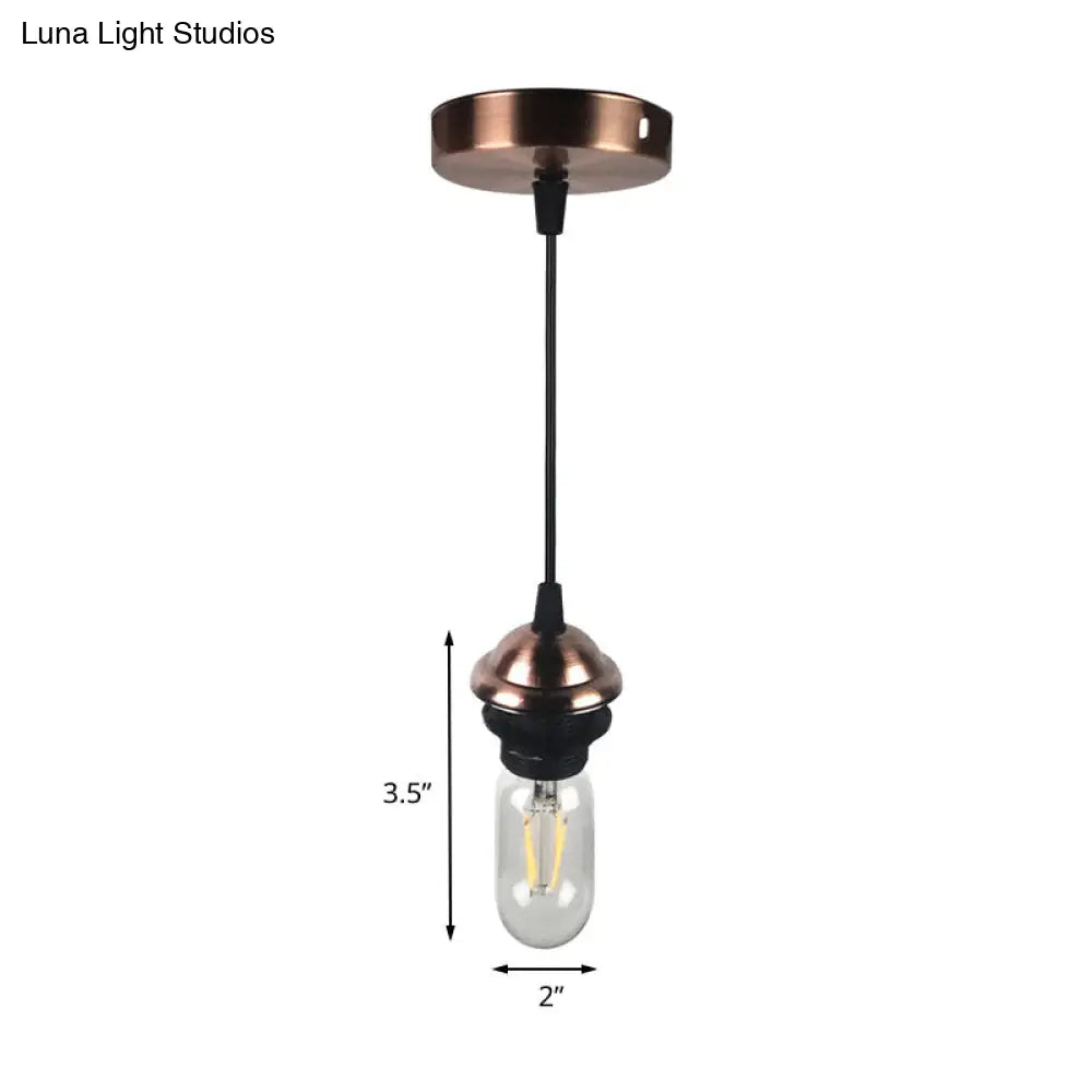 Bronze/Brass Industrial Mini Pendant Light With Height Adjustable Hanging Lamp - 1 Metal