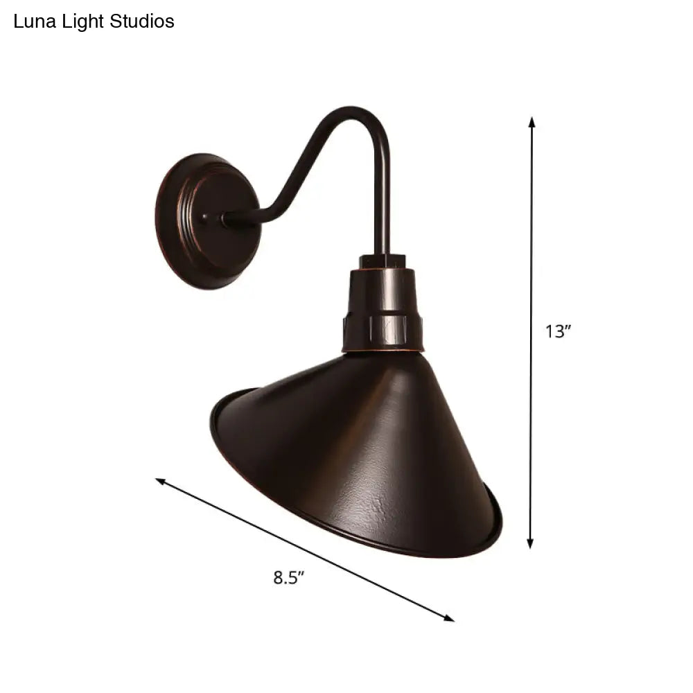 Bronze Cone Shade Metal Wall Sconce: Industrial Bedroom Lighting