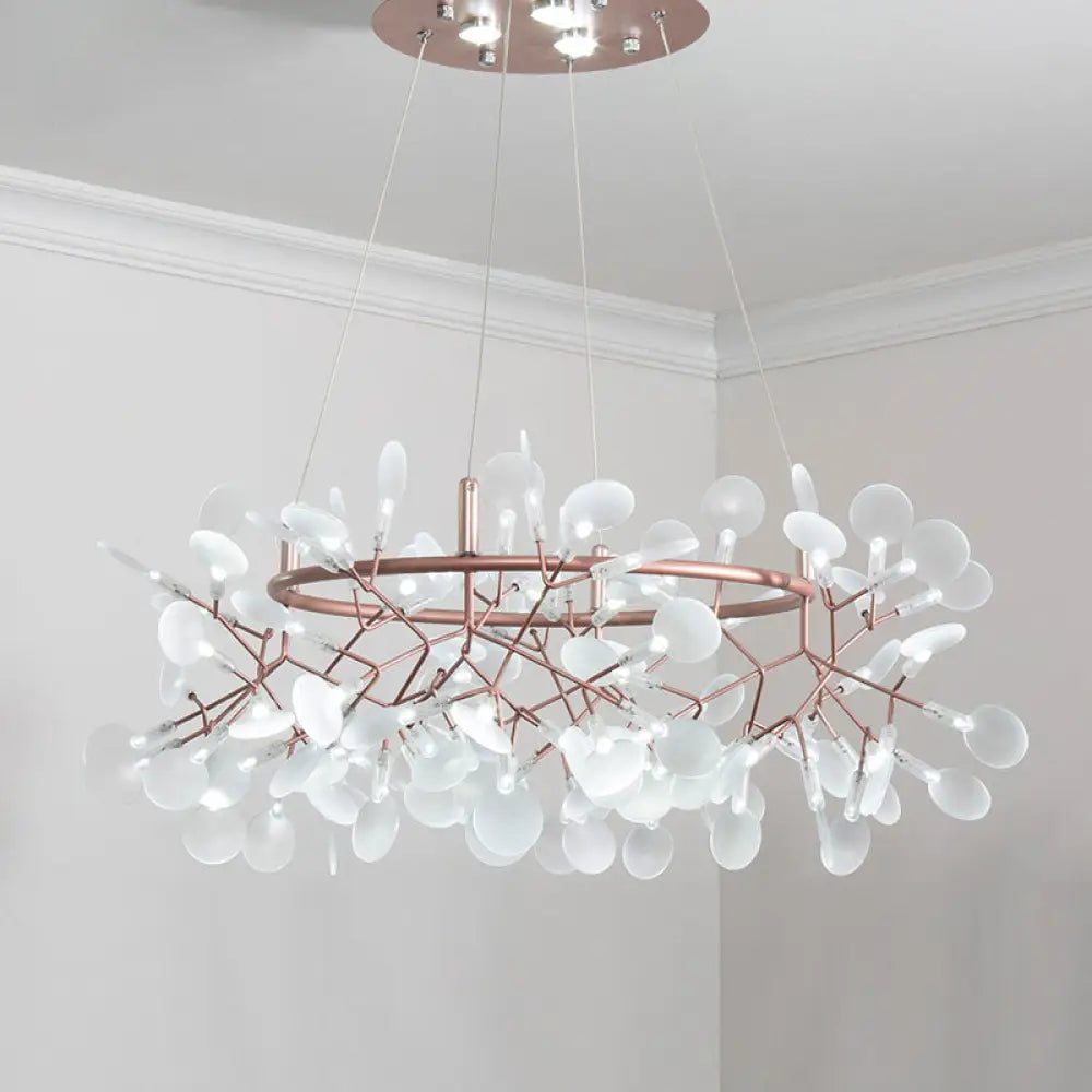Bronze Designer Led Heracleum Chandelier: Acrylic Living Room Pendant Light Fixture 138 / White