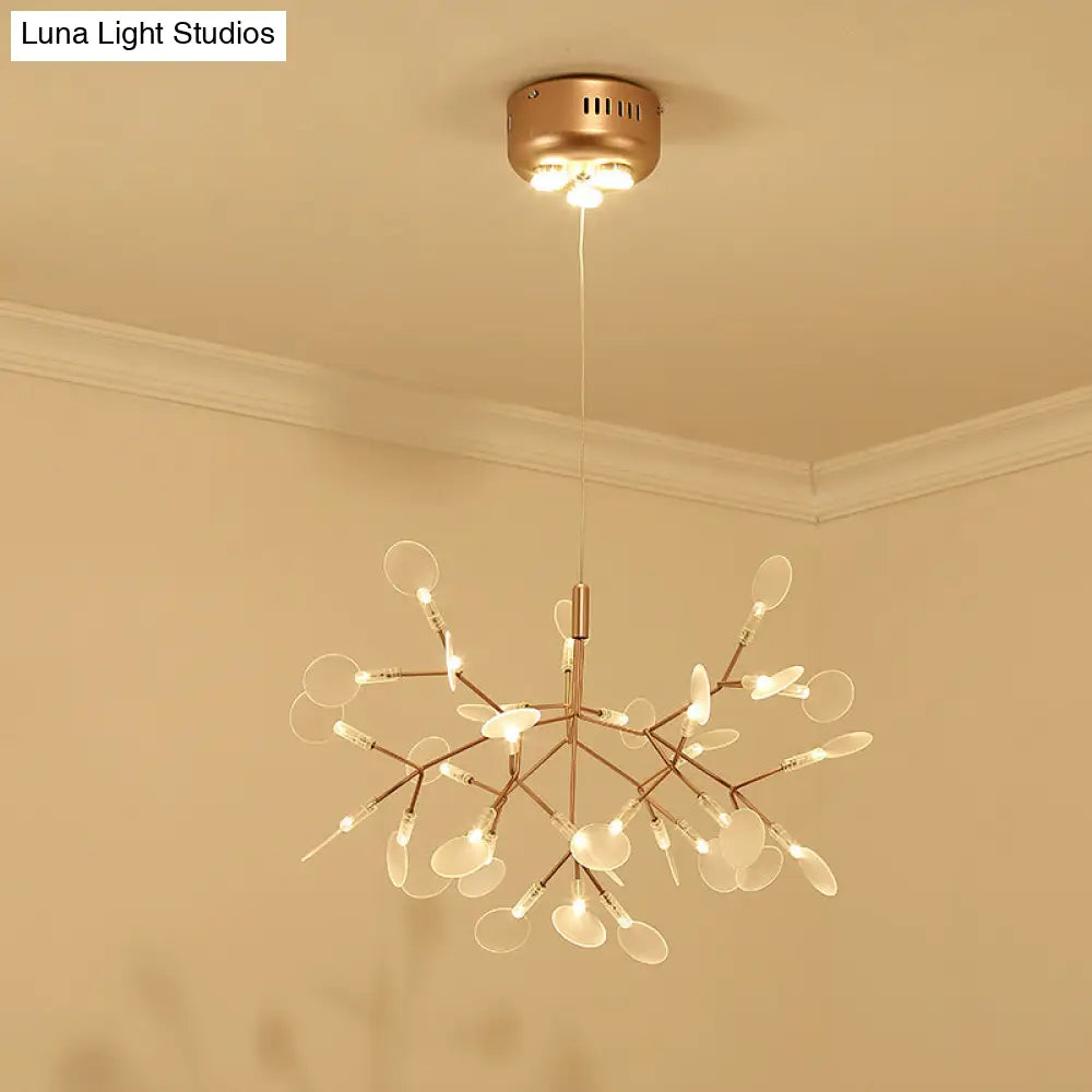 Bronze Acrylic Led Pendant Light: Designer Heracleum Chandelier For Living Room 30 / Warm