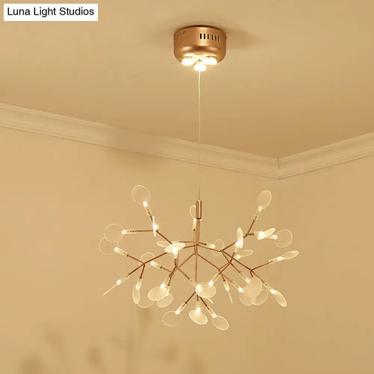 Bronze Acrylic Led Pendant Light: Designer Heracleum Chandelier For Living Room 30 / Warm