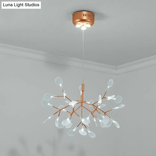 Bronze Acrylic Led Pendant Light: Designer Heracleum Chandelier For Living Room 30 / White