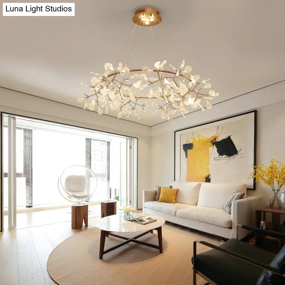 Bronze Designer Led Heracleum Chandelier: Acrylic Living Room Pendant Light Fixture