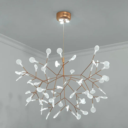 Bronze Designer Led Heracleum Chandelier: Acrylic Living Room Pendant Light Fixture 63 / White