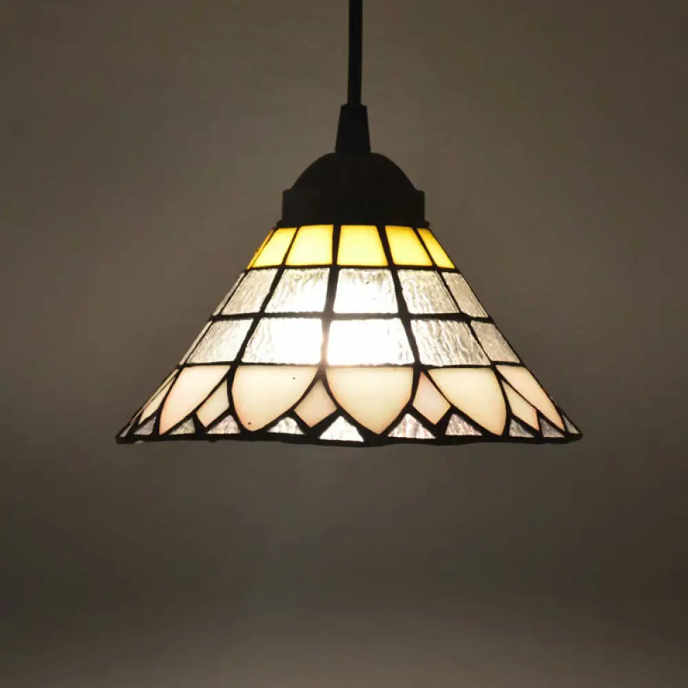 Bronze Hand Cut Glass Pendant Light - Mission Geometry Design / C