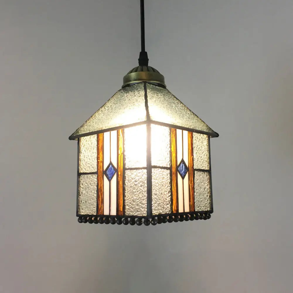 Bronze Hand Cut Glass Pendant Light - Mission Geometry Design / E