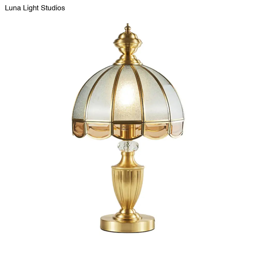 Bronze Hemispherical Night Light - Colonial Frosted Glass Table Lamp