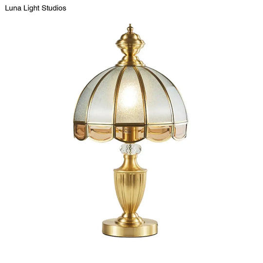 Bronze Hemispherical Night Light - Colonial Frosted Glass Table Lamp