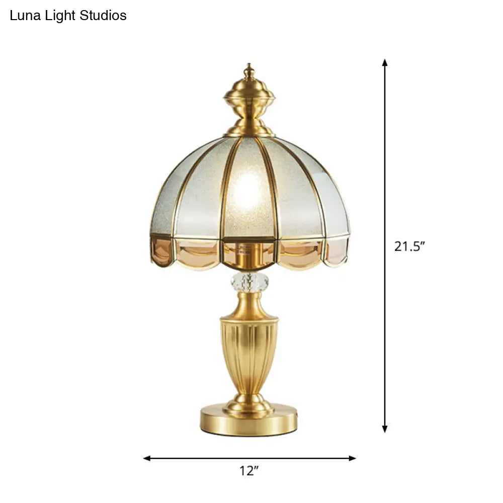 Bronze Hemispherical Night Light - Colonial Frosted Glass Table Lamp