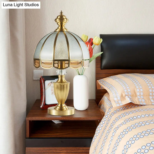 Bronze Hemispherical Night Light - Colonial Frosted Glass Table Lamp