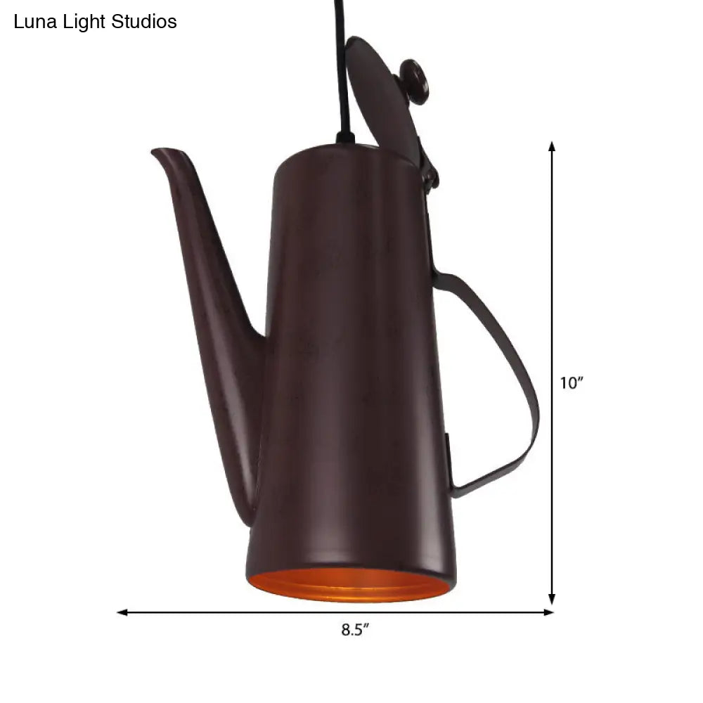Bronze Teapot Shaped Pendant Light - Industrial Metal Hanging Lamp