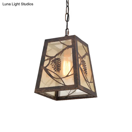 Bronze Industrial Trapezoidal Pendant Light With Fabric Shade