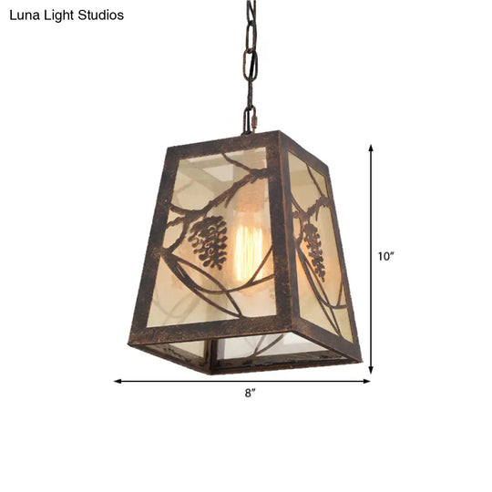 Bronze Industrial Trapezoidal Pendant Light With Fabric Shade