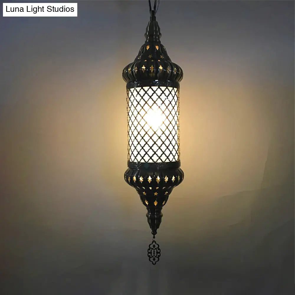 Bronze Metal Cylinder Pendant 1-Bulb Suspension Lamp With Decorative Ceiling Lighting