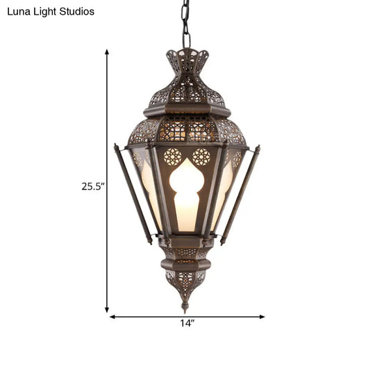 Bronze Metal Hanging Pendant Light: Art Deco Lantern Ceiling Fixture - Perfect For Restaurant