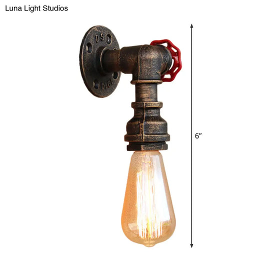 Bronze Metal Wall Mount Light With Naked Bulb Design - Single Industrial Lighting Fixture