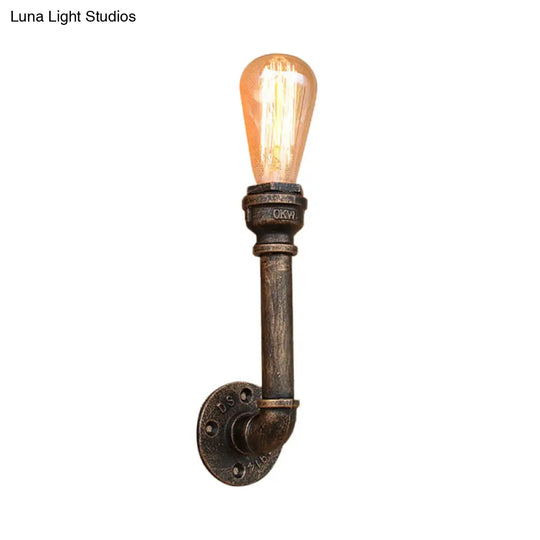 Bronze Metal Wall Mount Light With Naked Bulb Design - Single Industrial Lighting Fixture