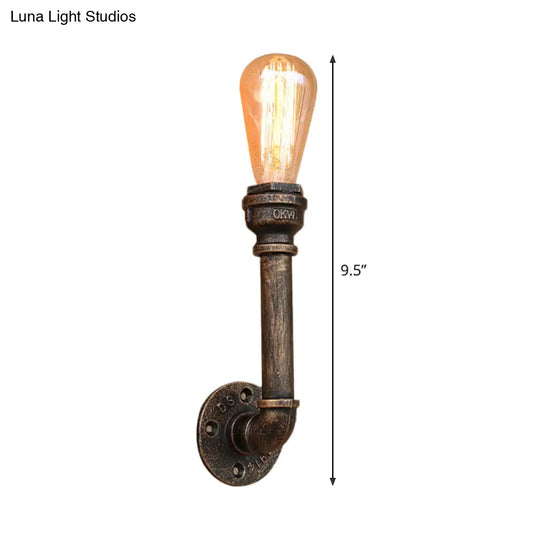 Bronze Metal Wall Mount Light With Naked Bulb Design - Single Industrial Lighting Fixture