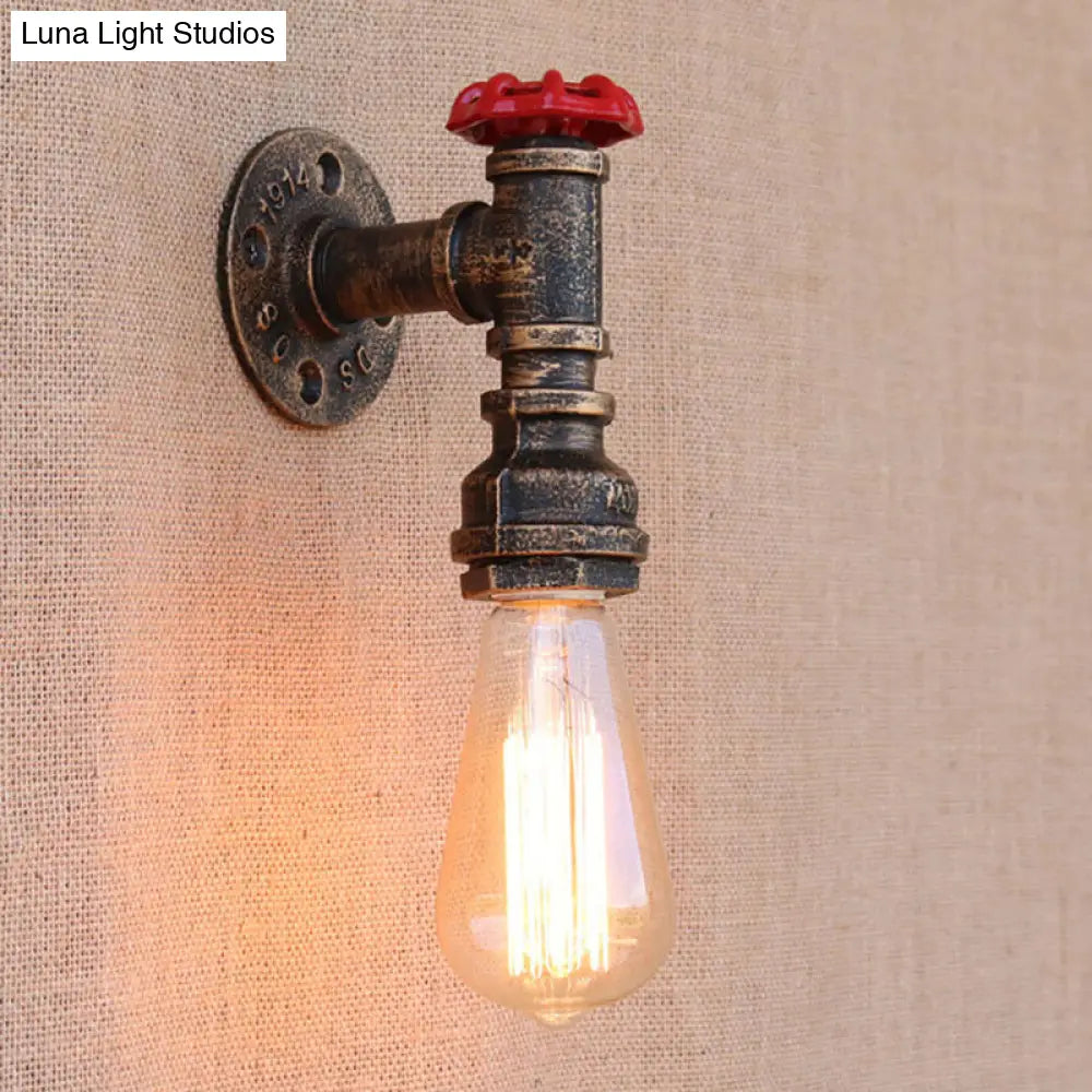 Bronze Metal Wall Mount Light With Naked Bulb Design - Single Industrial Lighting Fixture