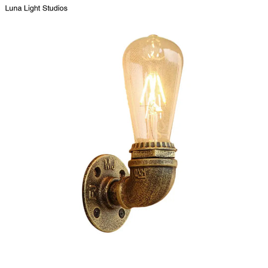 Bronze Metal Wall Mount Light With Naked Bulb Design - Single Industrial Lighting Fixture