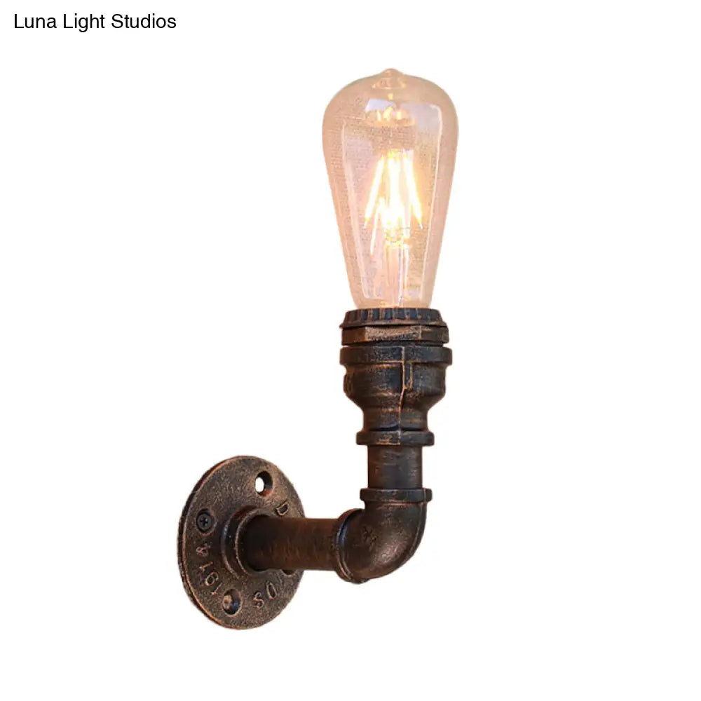 Bronze Metal Wall Mount Light With Naked Bulb Design - Single Industrial Lighting Fixture