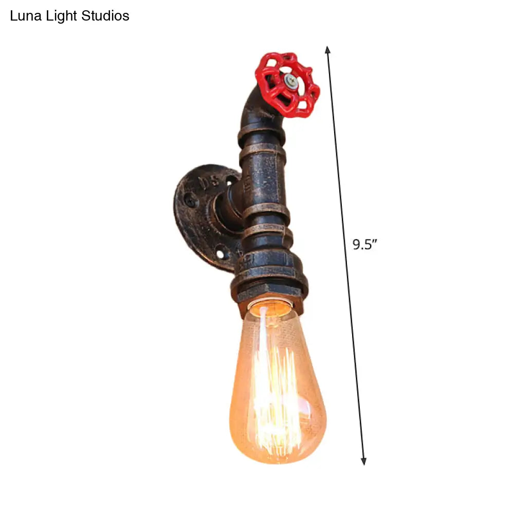 Bronze Metal Wall Mount Light With Naked Bulb Design - Single Industrial Lighting Fixture