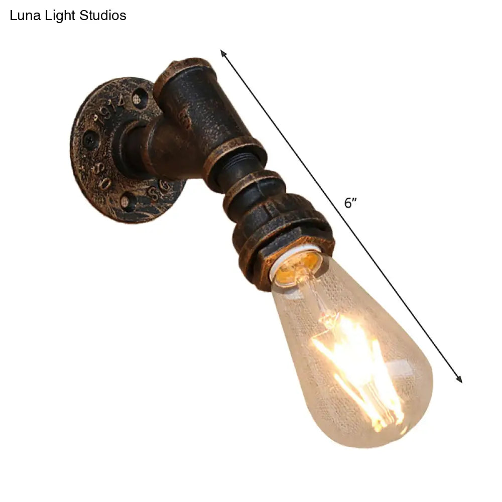 Bronze Metal Wall Mount Light With Naked Bulb Design - Single Industrial Lighting Fixture