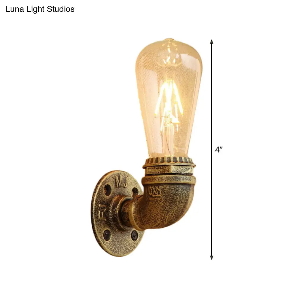 Bronze Metal Wall Mount Light With Naked Bulb Design - Single Industrial Lighting Fixture