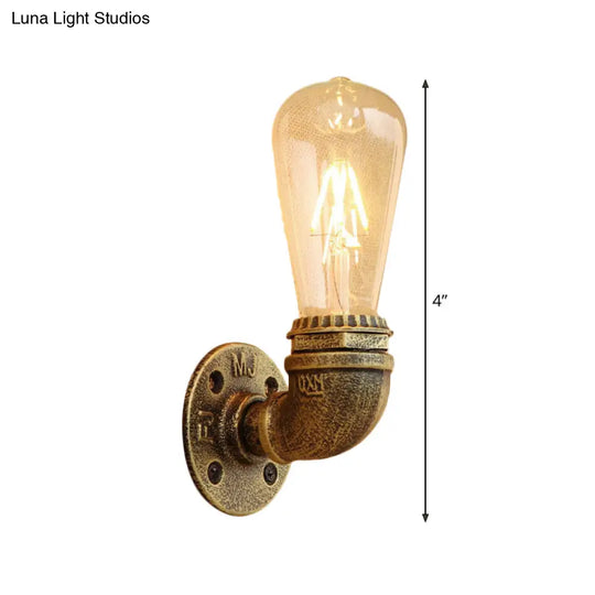 Bronze Metal Wall Mount Light With Naked Bulb Design - Single Industrial Lighting Fixture