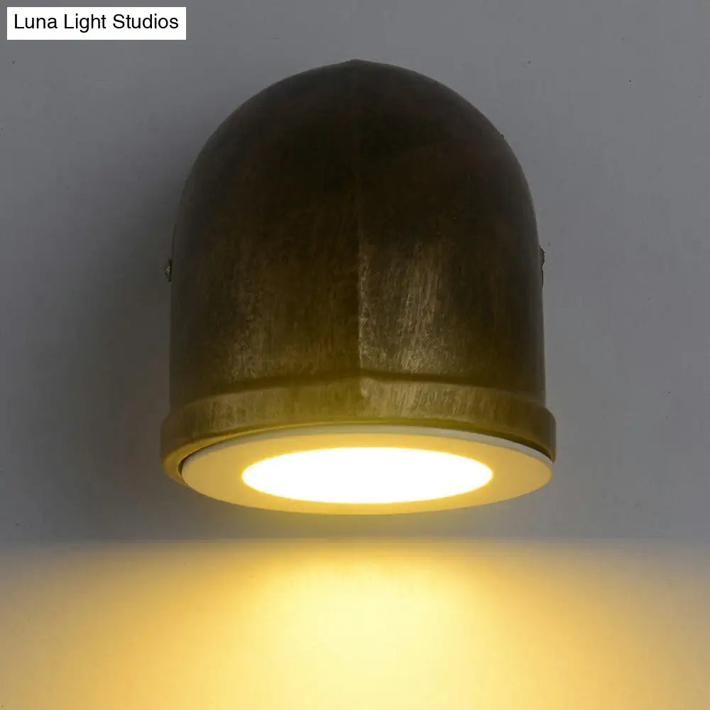 Bronze Pipe Corner Led Wall Light With Glass Diffuser - Industrial Metal Garage Sconce