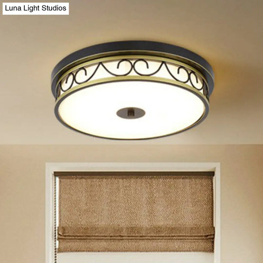 Brown Cream Glass Led Flush Mount Ceiling Light For Traditional Bedroom / Small