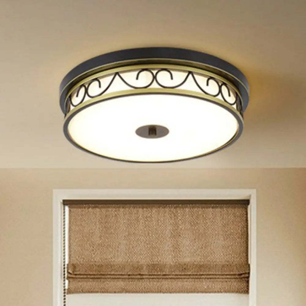 Brown Cream Glass Led Flush Mount Ceiling Light For Traditional Bedroom / Small