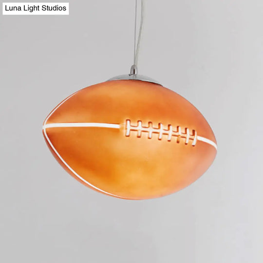 Brown Glass Rugby Pendant Light - Ideal For Kids Bedroom Ceiling Fixture