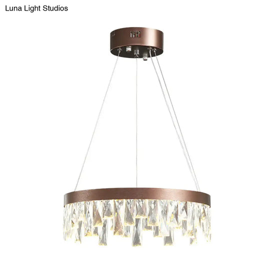 Brown Led Crystal Block Chandelier Light Contemporary Suspension For Living Room 16/23.5/31.5 Wide